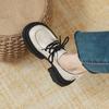 Leather White Platform Round Head Small Leather Shoes Women'S British Season High Heel Lace-Up Loafers