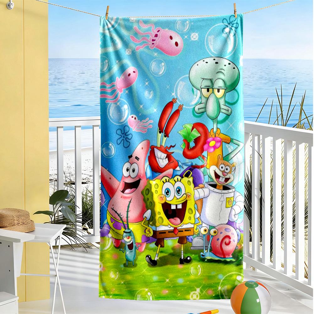 Spongebob Squarepants Style Beach Towel Super Soft & Absorbent Comfortable Lightweight