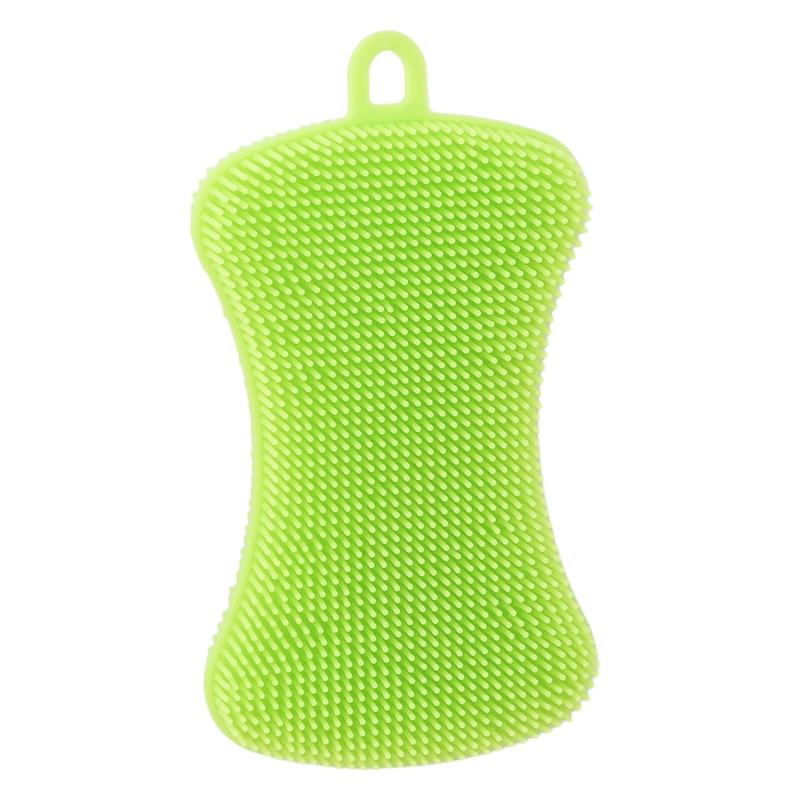 Double Sided Reusable Silicone Dishwashing Brush Flexible Soft Scrubber for Pots Pans Vegetables Fruit Cleaning Tool Sponge