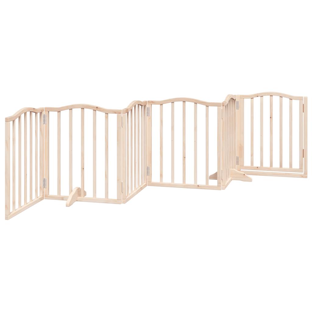 6 Piece Foldable Dog Gate with Door 300 cm Poplar Wood