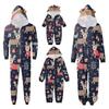 Christmas Print Family Matching Hooded Long Sleeved Zippered Jumpsuit Set