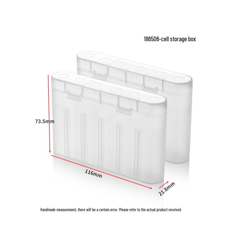 6-Cell 18650 Battery Storage Box, Transparent White