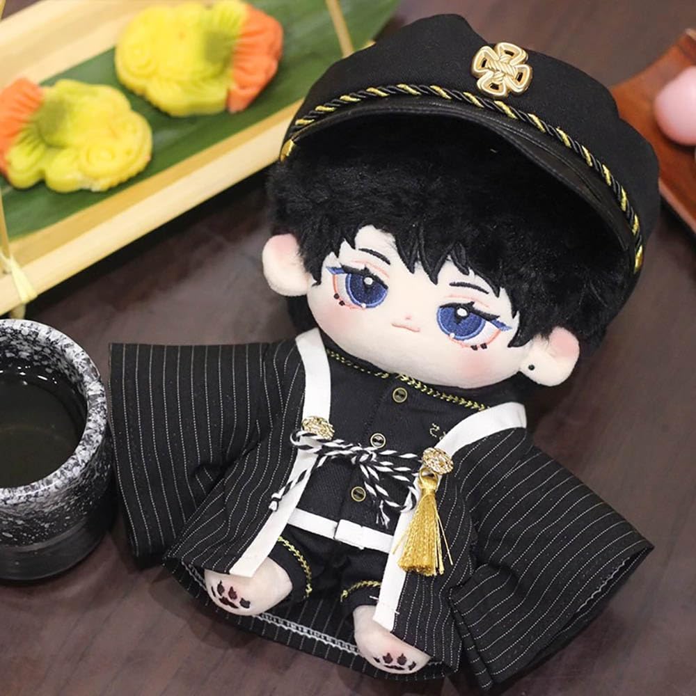 Niannyyhouse Coat, Hat, Jacket, Pants, Shoes, Black Kimono Set 20cm Stuffed Animal Clothes Cotton Doll Dress Up