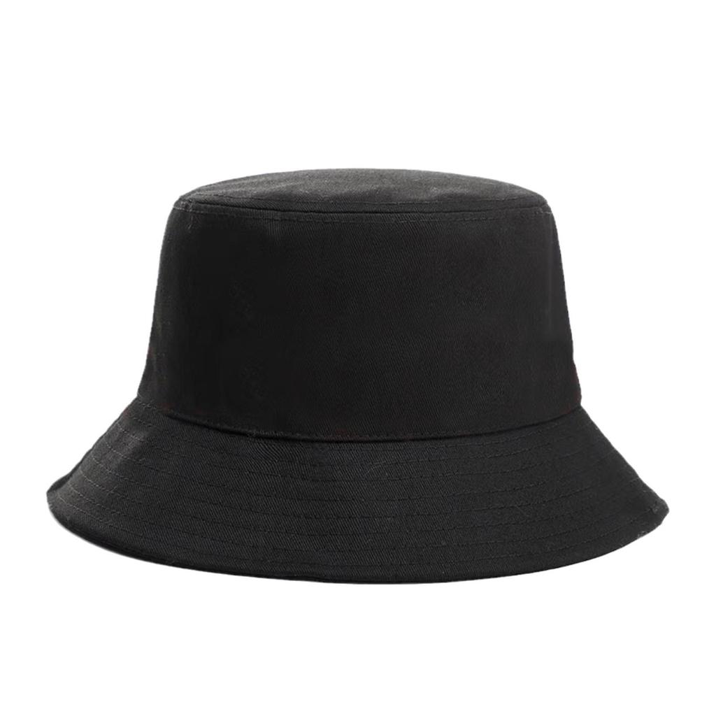 Women's Black Bucket Hat - Sun Protection Wide Brim, Korean Style, Casual Outdoor Travel Hat