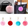 Imitation Rabbit Fur Fluffy Ball Keychain Solid Color Car Keyring Fashion Plush Ball Pendant Woman