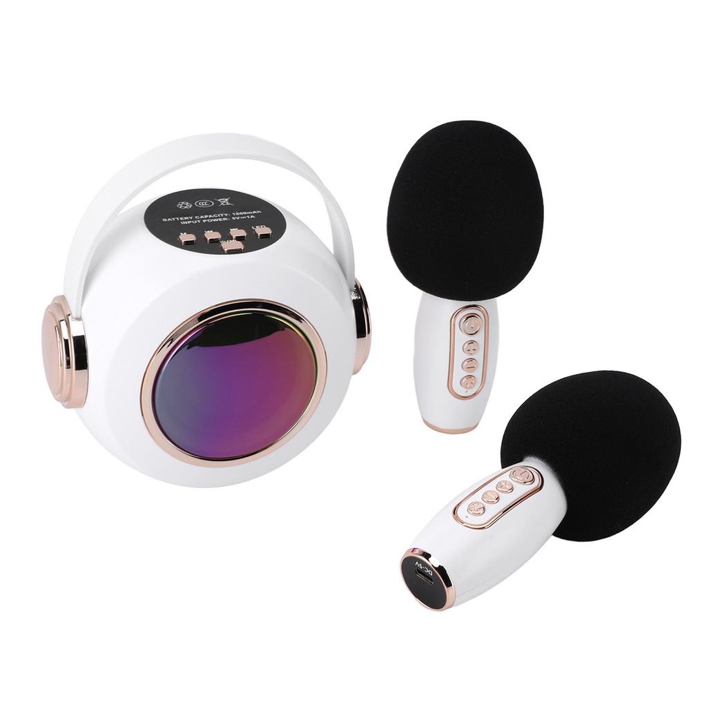 Детский микрофон динамик портативный беспроводной Bluetooth караоке динамик для детей ледяной белый двойной