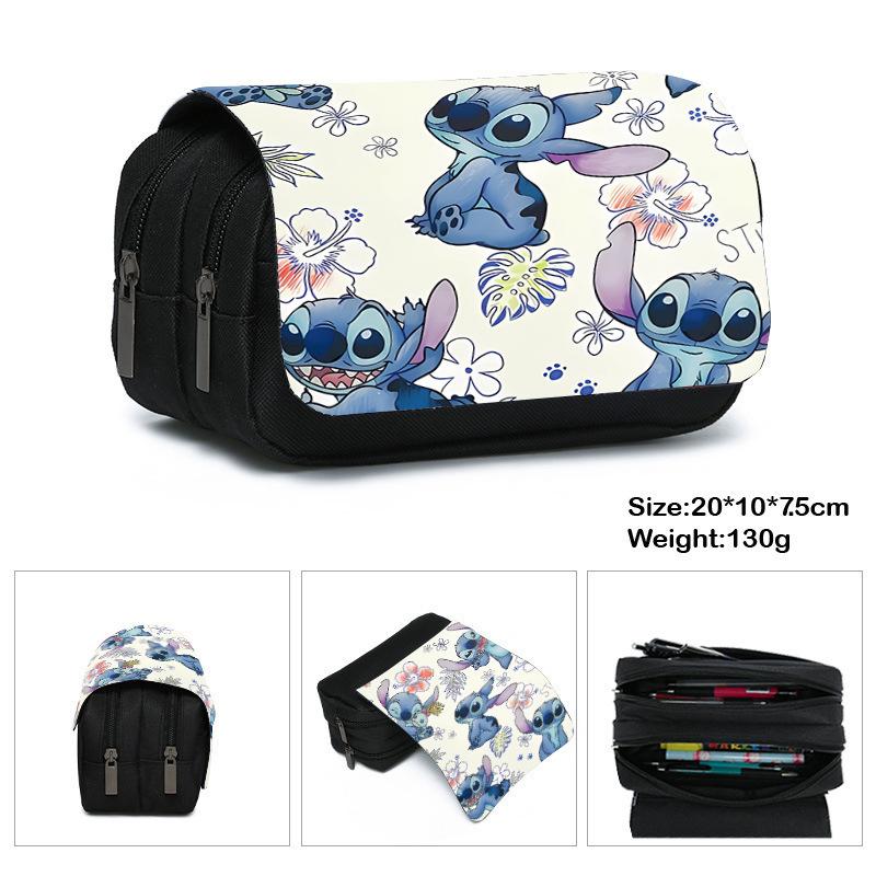 Printed Polyester Pencil Case, Large-Capacity Storage Bag, Double-Layer Flip Cover, Stationery Box.