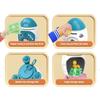 Rocket Piggy Bank with Key Switch Large Capacity Coin Money Box Cartoon Bunny Astronaut Pattern Stickers Birthday Gift for Kids