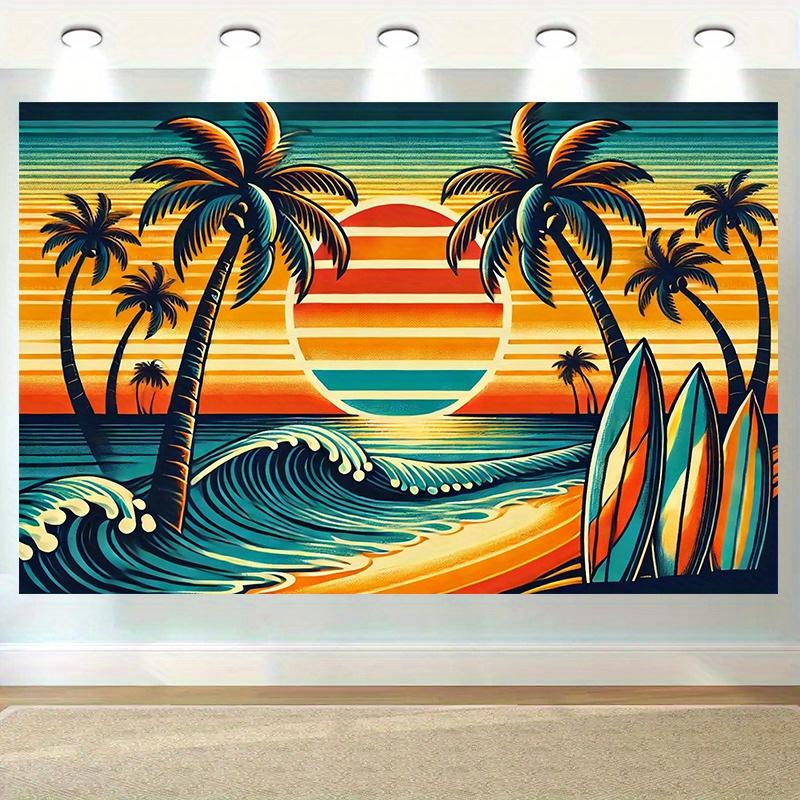 1 piece of vibrant summer beach surfing sunset background decoration a colorful polyester fiber party banner