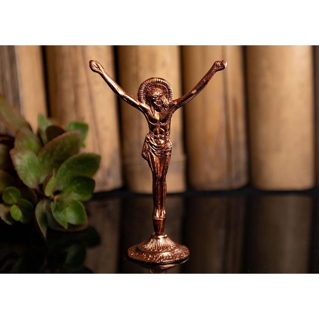 Jesus Statue Religious Status for Gift for Home Decoration Dashboard Jesus Gift Items Metal Statue Gold, Silver & Copper Christmas (Pack of 3)