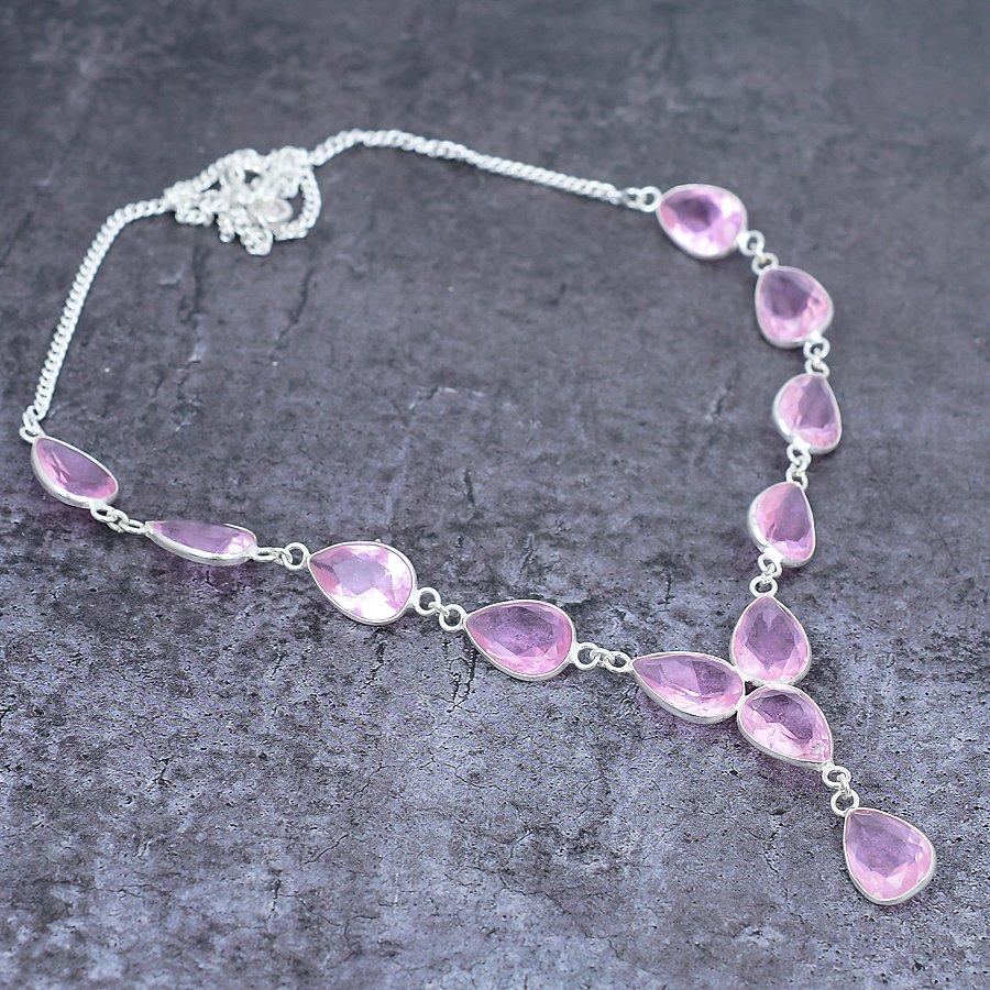 Ювелирные изделия ручной работы из серебра 925 пробы с розовым кунцитом, 18 дюймов, t1N59