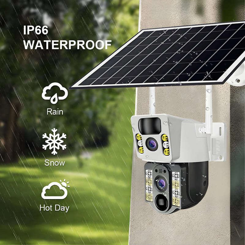 LS VISION 4G SIM Card 4K 8MP Camera Wifi Dual Lens Dual Screen PTZ Camera Auto Tracking Security Camera Outdoor CCTV Surveillance V380 Pro