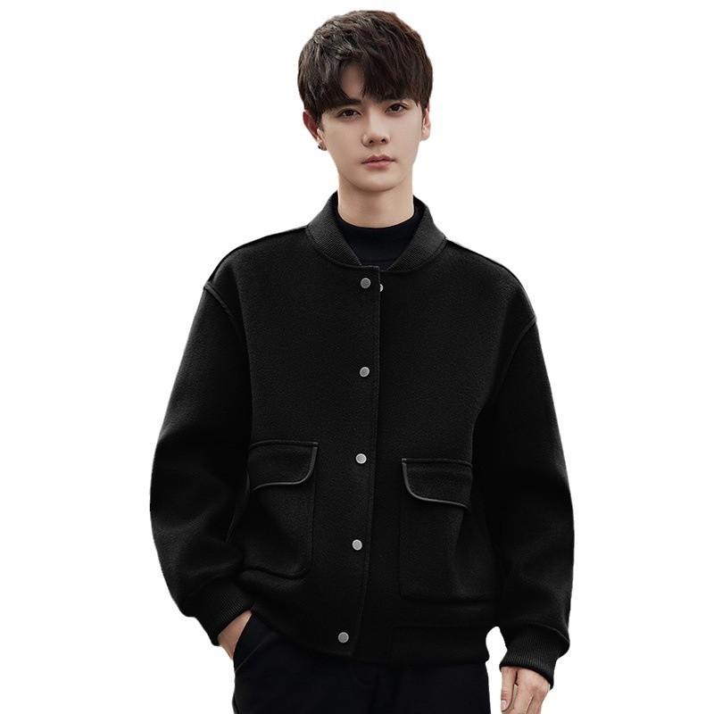 Wool Jacket Men's Spring and Autumn Double-sided Jacket Single-breasted Short Top Coat
