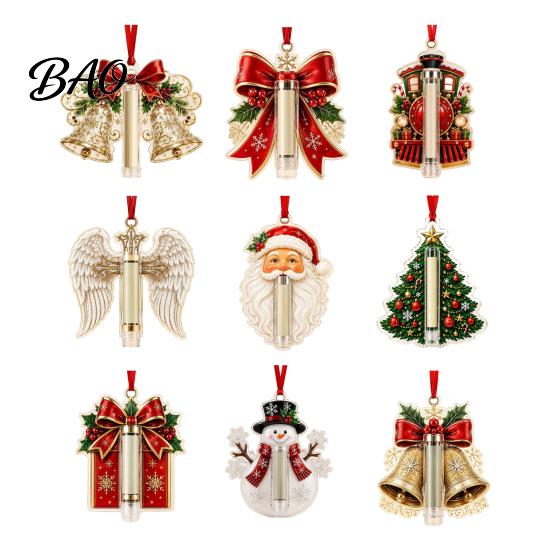 Clear Money Holder Capsule Christmas Cash Gift Ornament, Acrylic Holder, Funny Xmas Tree/Bow/Santa/Bell Shaped Hanging Decoration for Tree,