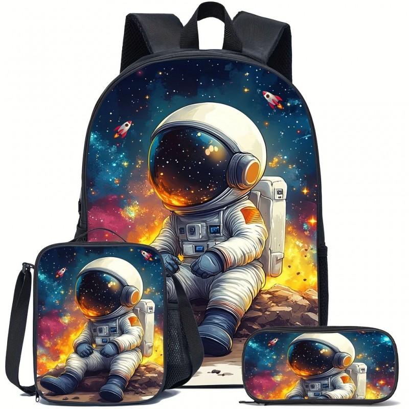 Cartoon Print Kids School Backpack Elementary Students - Large Capacity Lightweight Oxford Fabric Daypack With Pencil Case