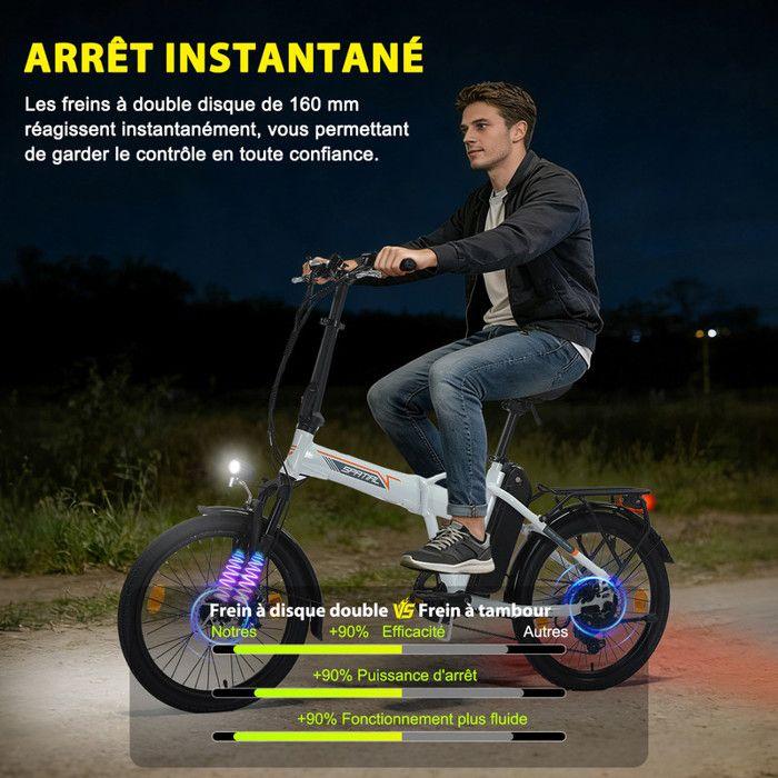 SPATIAL 20" Folding Electric Bike - 250W Motor - 36V/13Ah Battery - 25 km/h Max - 100KM Max (ASSIST Mode) - Shimano 7 Speeds - White