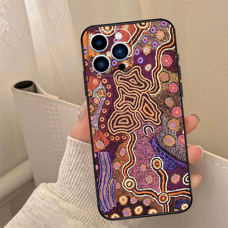 Чехол для телефона с принтом аборигенного искусства для iPhone 16 15 14 13 12 11 Pro Max XS X XR 7 8 Plus 12 13 Mini Задняя крышка