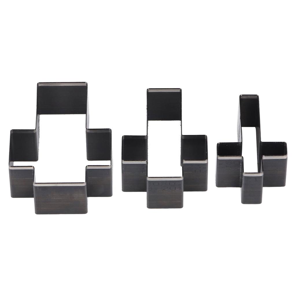 3PCS Crossed Shape Cutting Dies Crossed Shape Hollow Punch Cutter Set for Leather Crafts 69mm 61mm 53mm Height