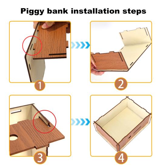 Деревянная копилка с 8 наклейками с целевыми числами евро доллары копилка для монет денежный контейнер для детей и взрослых накопительный кейс банка