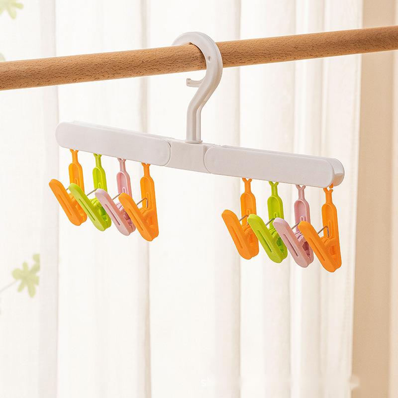 1PCS 8/6 Clip Clothes Drying Rack Multi-purpose Foldable Student Underwear Drying Hats and Socks Artifact Folding Travel Portable Clip Drying