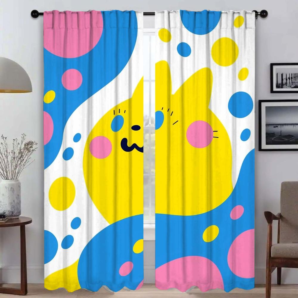 Funny Cat Blackout Curtains for Camera Window Curtain for Room 2 Panel Home Interior Curtains Partition Halloween Decoration