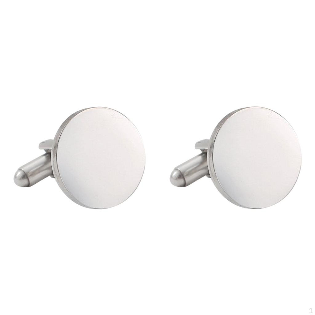 2Pcs Cuff Links for Men, Round Buttons Dress Shirt And Business Events