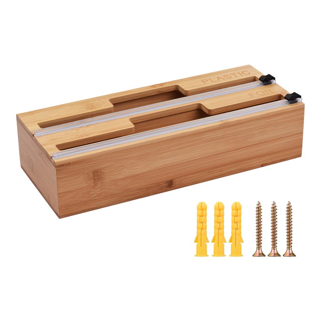 Диспенсер для обертывания 2 в 1 с резаком для пластиковой пленки, алюминиевая фольга, диспенсер для вощеной бумаги для кухни