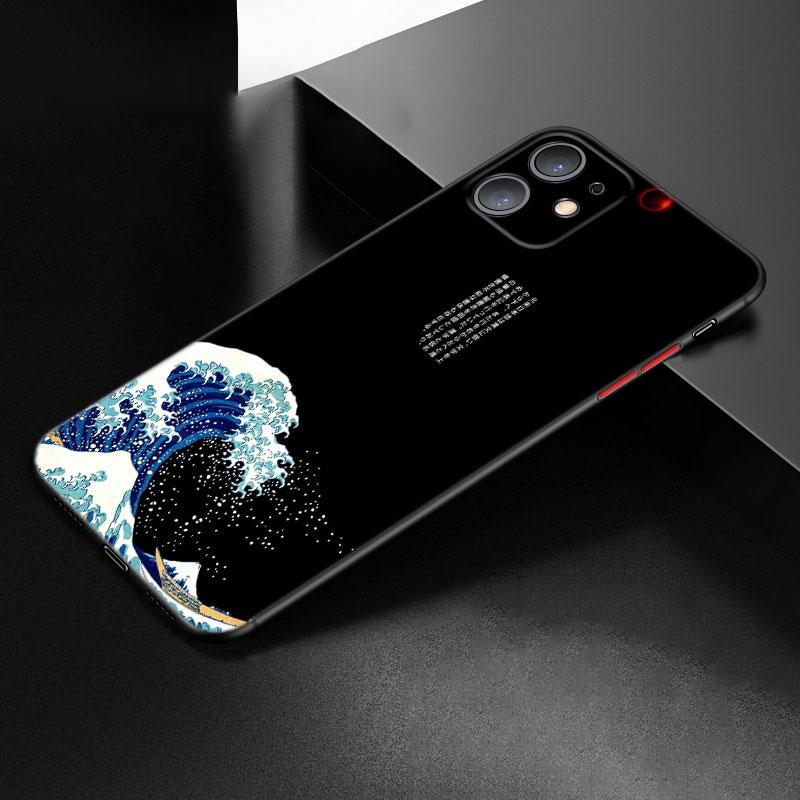 Japanese Wave Anime Dragon Phone Case For Apple iPhone 12 13 Mini 11 Pro Max XR X XS MAX 8 7 6S 6 Plus SE 5S 5 2020 Black Cover