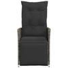 Adjustable Garden Armchair with Cushions Grey Poly Rattan