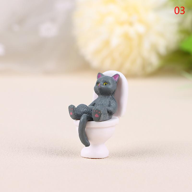 1 шт., миниатюрная фигурка кошки из серии «Туалет», милая долговечная статуэтка кошки, красивая для украшения офиса, мини-кукольного домика