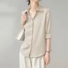 Spring Korean-style Pure Color Loose Satin Long Sleeve Shirt Women