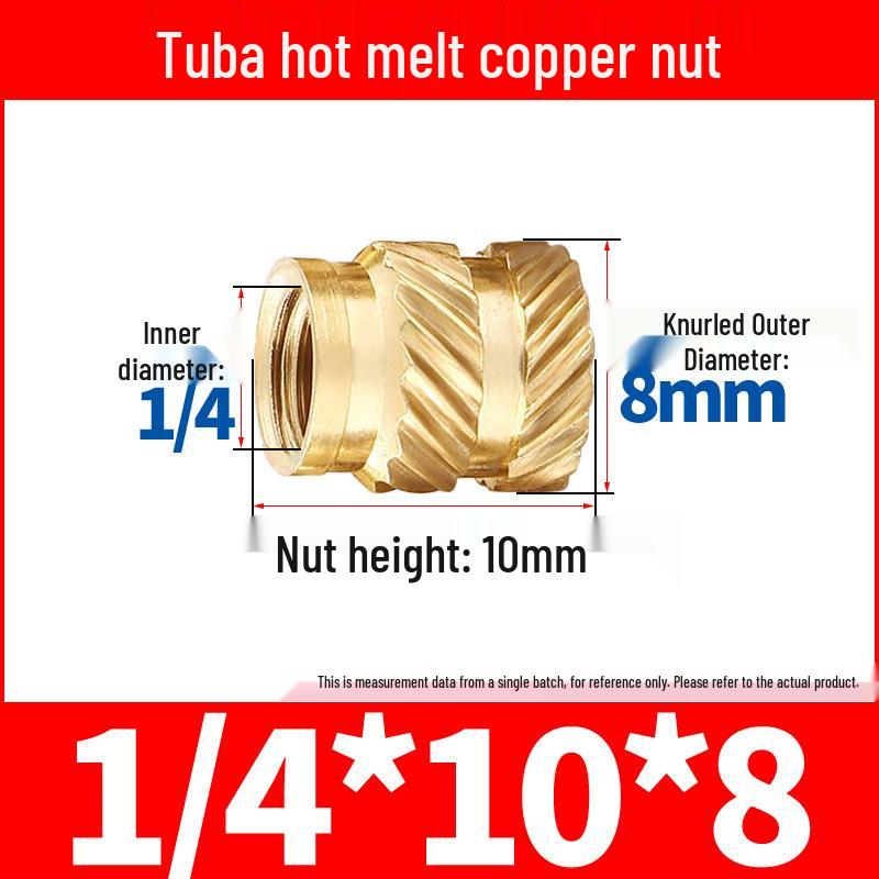 Медная гайка с двойным диагональным рисунком Earth Eight, термоплавкая, с предварительно встраиваемым литьем, M1-M8.