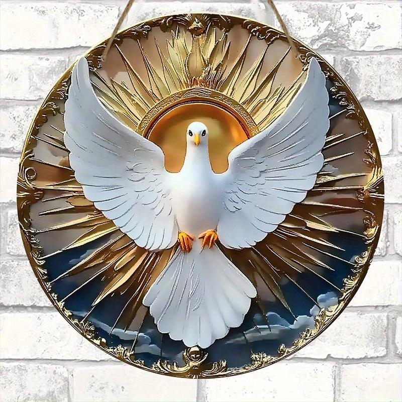 5 шт. Христианский знак «Голубь Святого Духа» из дерева — эффект рельефа 2D, универсальный праздничный декор, универсальное подвесное украшение для дома, настенный декор без