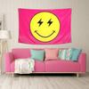 Preppy Tapestry Pink Smile Face Flag 60'' x 40'', Heavy Duty 200D Polyester Cute Smile Banner for Teen Room Girls Bedroom College Dorm Wall Hanging