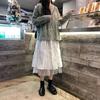 Yarn Skirt Woman's Mid-length Elastic Waist Ruffle Lace Hem School Work Travel High Waist A-line Skirt