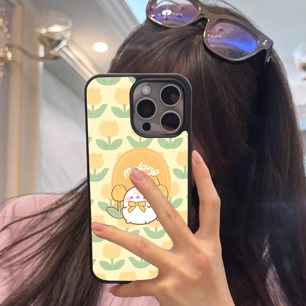 Кавайная Милая Кролик M-MolangS Аниме Чехол для Телефона Для IPhone 17 16 Pro Max Air 13 12 Mini 14 15 Plus 11 PC+TPU Задняя Крышка