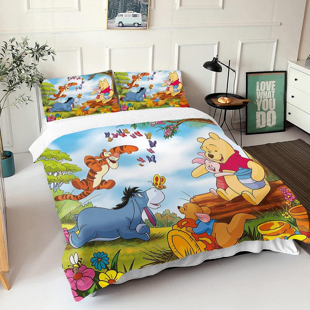 Comforter Winnie The Pooh Bear Bedding Set Queen With 3D Children'S Bedding Set Universal Suitable For Children