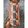2025 Этнический Стиль Женские Винтажные Платья с Цветочным Принтом Летняя Мода Платье без Рукавов Повседневный Летний Сарафан Пляжное Свободное Платье