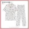 Japanese Kitty cat pajamas women's summer thin short-sleeved trousers loose plus size girl raw loungewear set