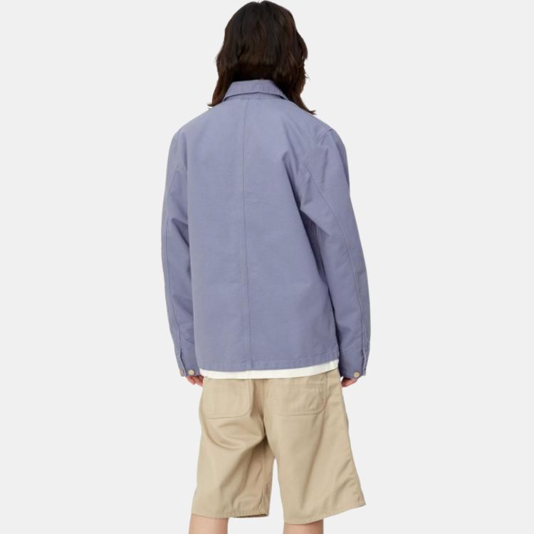 Carhartt WIP SS24 Классическая американская винтажная однотонная удобная однобортная куртка с высоким воротником, опущенной линией плеча, длинным рукавом, Michigan I031519-25A-3K