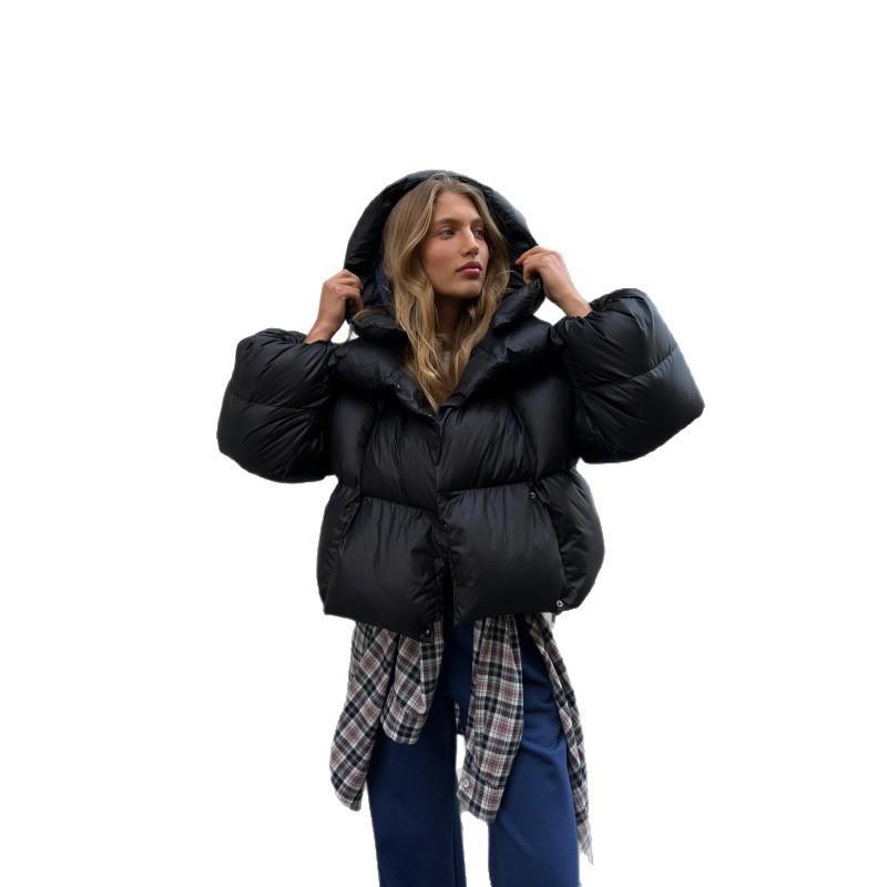 Женская зимняя стеганая куртка короткая с капюшоном хлопковое пальто Streetwear свободного кроя теплая верхняя одежда