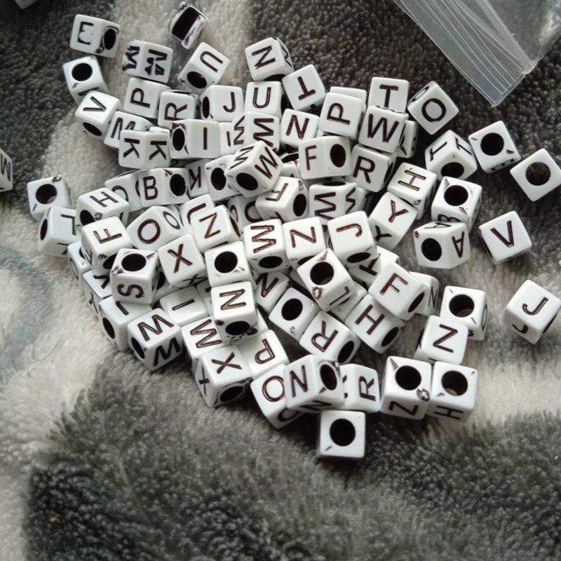 Mixed Letter Acrylic Beads Round Flat Alphabet Digital Cube Loose Spacer Beads For Jewelry Making Handmade Diy Bracelet Necklace