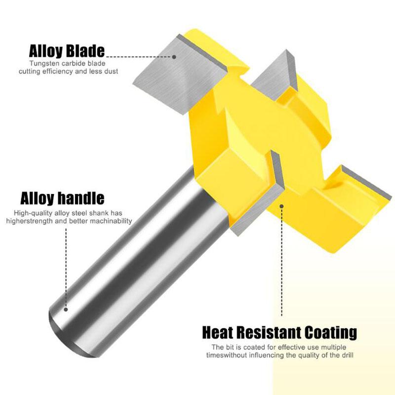 Четырехточечная фреза T-Cutter Sole Clearing Фреза для прорезки пазов Четырехточечная фреза для прорезки пазов Инструменты для деревообработки 8 мм 1/2 дюйма Хвостовик 12 мм