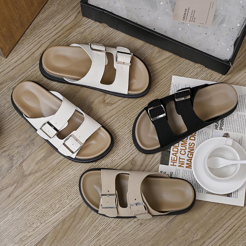Женские шлепанцы Birkenstock 2024 из натуральной кожи на мягкой подошве, универсальные