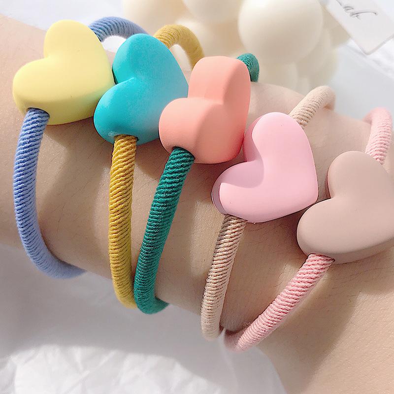 Высокоэластичные резинки для волос в форме сердца, медведя, круглой формы для женщин, резинка для волос, детские, детские, милые, конфетных цветов, ободки для волос, аксессуары для волос
