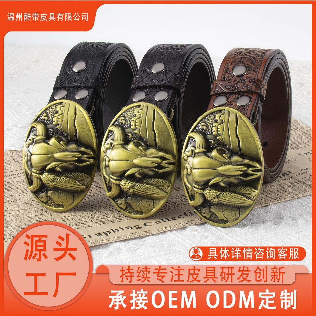 Ремень мужской кожаный вестерн деним индивидуальный ремень с коровьей головой мужской ремень из кожи премиум-класса