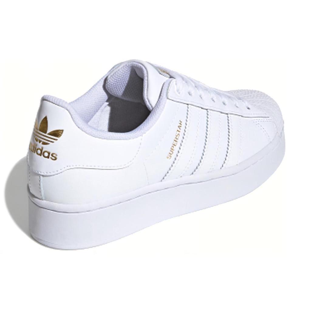 Adidas Womens Superstar Bold 'Cloud White' (women's sizes) Cloud White / Cloud White / Gold Metallic Skateboard Shoes FV3334