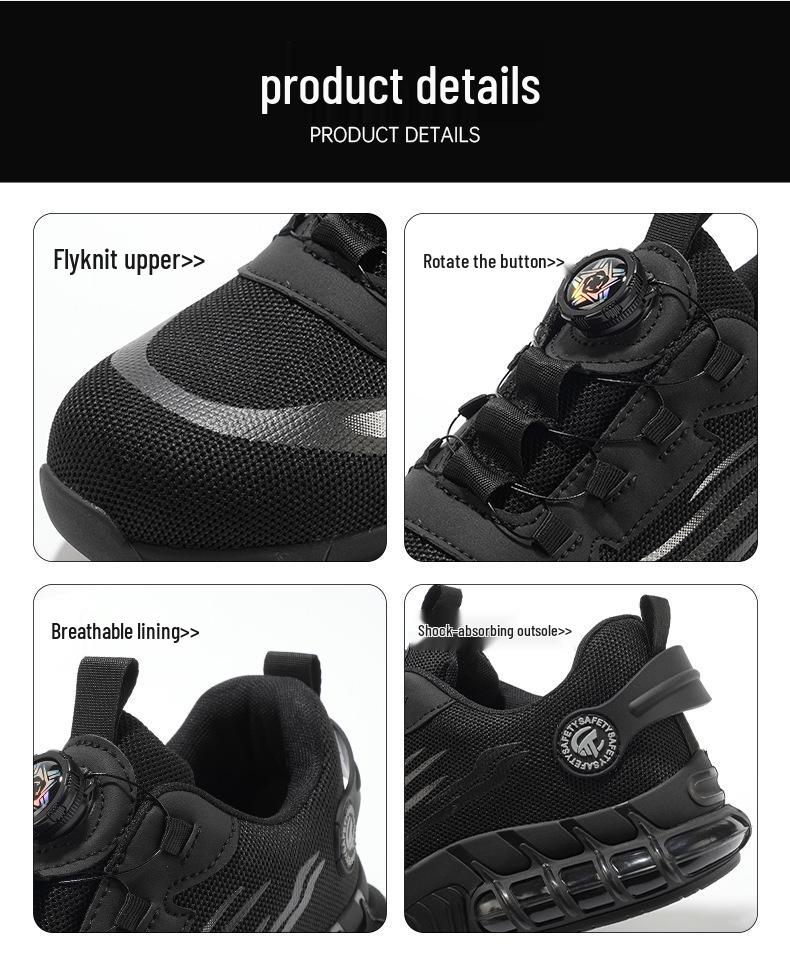 Мужская защитная рабочая обувь без шнурков, противоударная, пробиваемая, дышащая, с поворотной застежкой