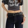 Y2k Leather Waistband Vintage Women's Dress Jeans Belt Trendy Three-Row Wide Belt  Waist Belt