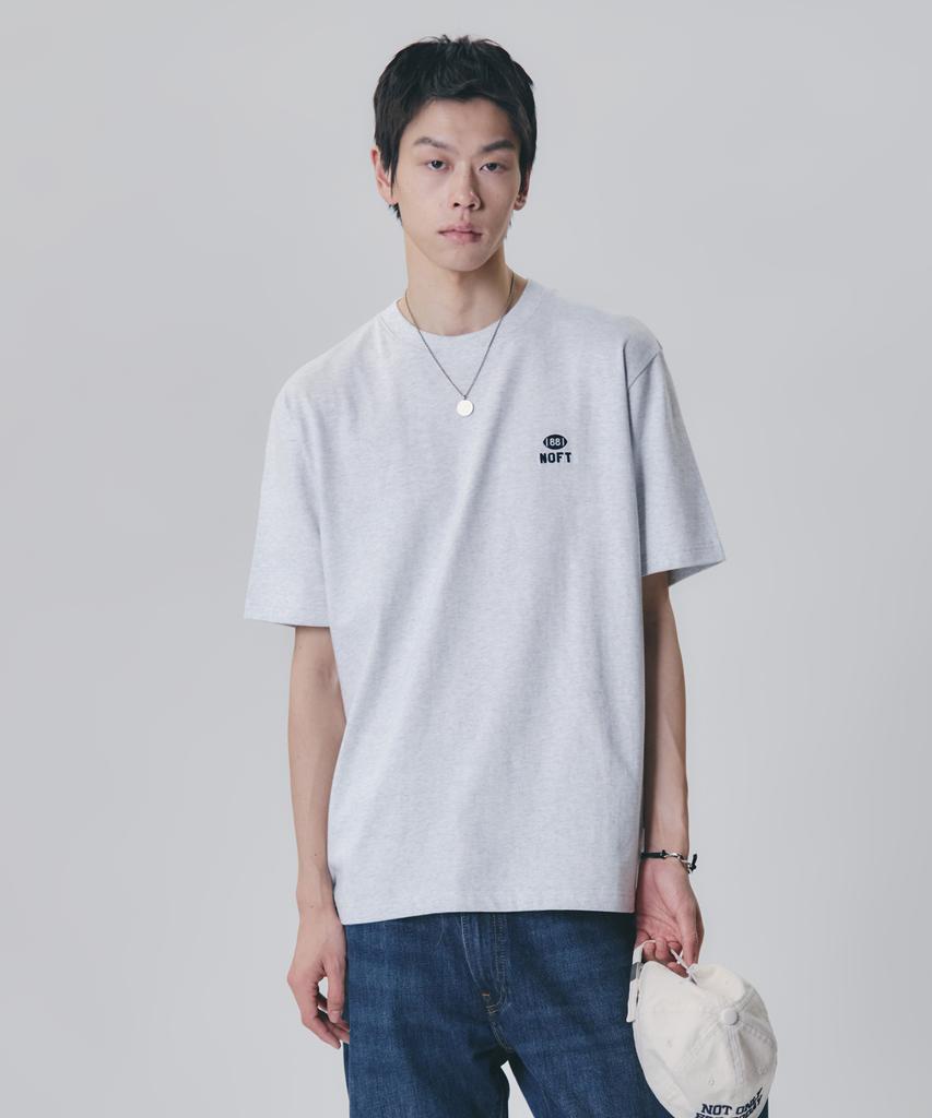 NOT ONLY FOR TODAY Noft Numberball Embroidered Short Sleeve T-Shirt [Light Gray]